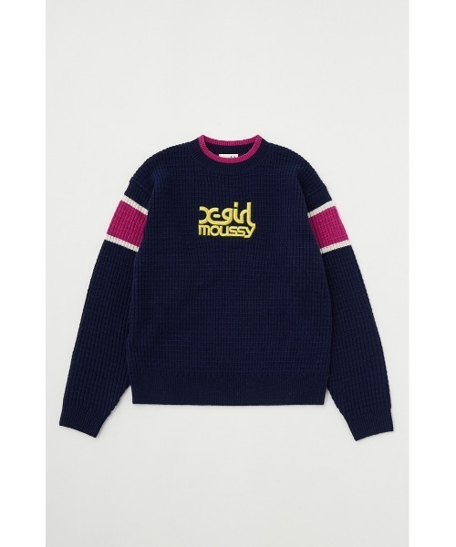 X-girl（エックスガール）の「XG LOGO LINE KNIT トップス（ニット/セーター・レディース・オフホワイト/杢グレー/ネイビー・FREE）」の10枚目の写真