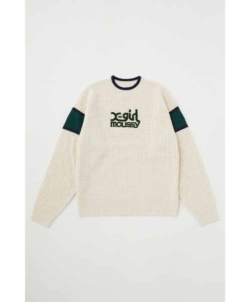 X-girl（エックスガール）の「XG LOGO LINE KNIT トップス（ニット/セーター・レディース・オフホワイト/杢グレー/ネイビー・FREE）」の12枚目の写真