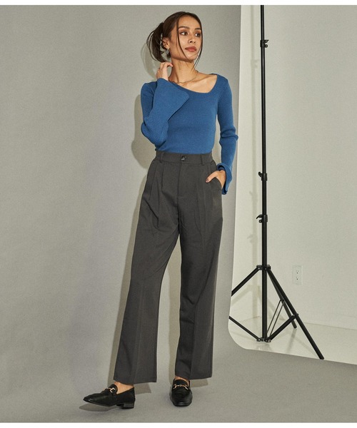 ANAP（アナップ）の「ベーシックルーズスラックスパンツ（スラックス・レディース・ブラック/ベージュ/ブラウン/ダークグレー・S/M）」の6枚目の写真