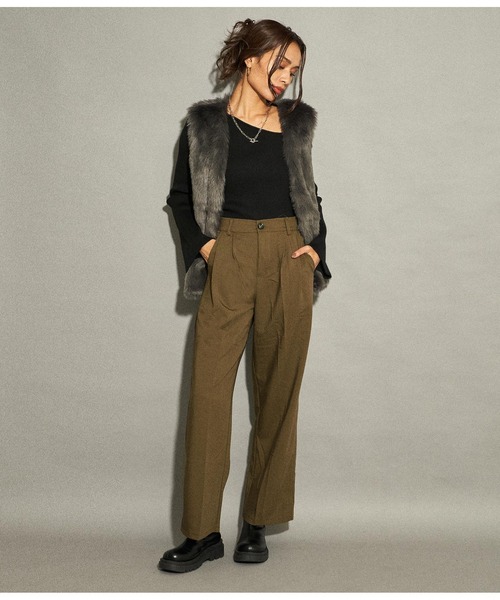 ANAP（アナップ）の「ベーシックルーズスラックスパンツ（スラックス・レディース・ブラック/ベージュ/ブラウン/ダークグレー・S/M）」の7枚目の写真