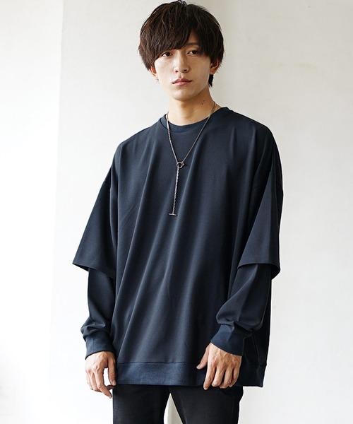 MinoriTY（マイノリティ）の「【MinoriTY】スウェット とろみ素材 レイヤード/重ね着 トレーナー 春服 冬服（スウェット・メンズ・アッシュグレー/ブルーグリーン/モカ・M/L）」の3枚目の写真