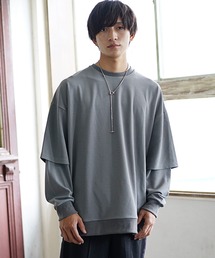 【MinoriTY】スウェット とろみ素材 レイヤード/重ね着 トレーナー 春服 冬服