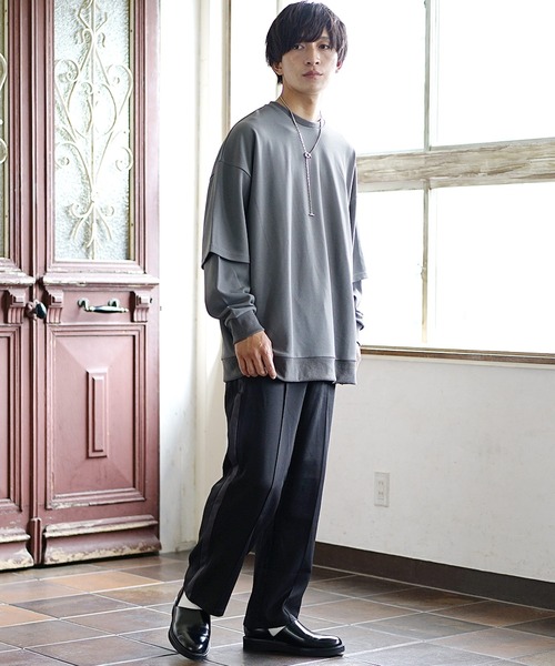 MinoriTY（マイノリティ）の「【MinoriTY】スウェット とろみ素材 レイヤード/重ね着 トレーナー 春服 冬服（スウェット・メンズ・アッシュグレー/ブルーグリーン/モカ・M/L）」の9枚目の写真