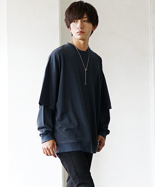 MinoriTY（マイノリティ）の「【MinoriTY】スウェット とろみ素材 レイヤード/重ね着 トレーナー 春服 冬服（スウェット・メンズ・アッシュグレー/ブルーグリーン/モカ・M/L）」の11枚目の写真