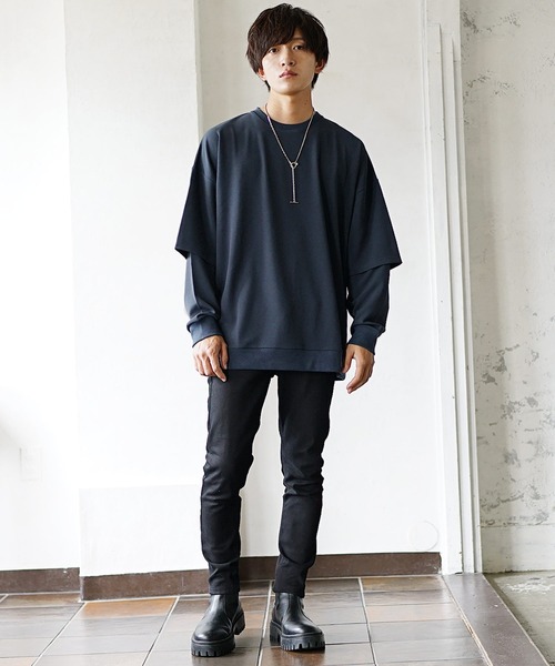 MinoriTY（マイノリティ）の「【MinoriTY】スウェット とろみ素材 レイヤード/重ね着 トレーナー 春服 冬服（スウェット・メンズ・アッシュグレー/ブルーグリーン/モカ・M/L）」の13枚目の写真