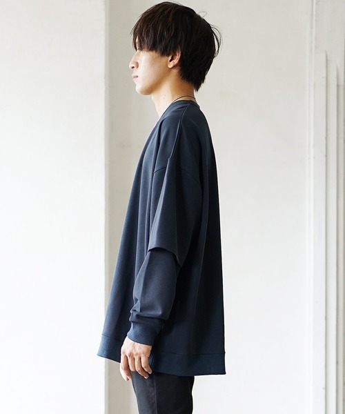 MinoriTY（マイノリティ）の「【MinoriTY】スウェット とろみ素材 レイヤード/重ね着 トレーナー 春服 冬服（スウェット・メンズ・アッシュグレー/ブルーグリーン/モカ・M/L）」の8枚目の写真