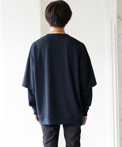 MinoriTY（マイノリティ）の「【MinoriTY】スウェット とろみ素材 レイヤード/重ね着 トレーナー 春服 冬服（スウェット・メンズ・アッシュグレー/ブルーグリーン/モカ・M/L）」の5枚目の写真