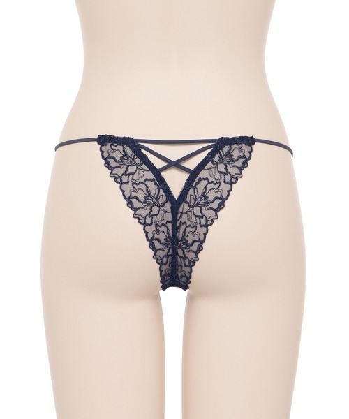 ★Ravijour★ベロアブラショーツ★フルバックパンツ下着★ボタン付★NAVY Ravijour - ☆Ravijour☆ベロアブラショーツ☆フルバックパンツ下着