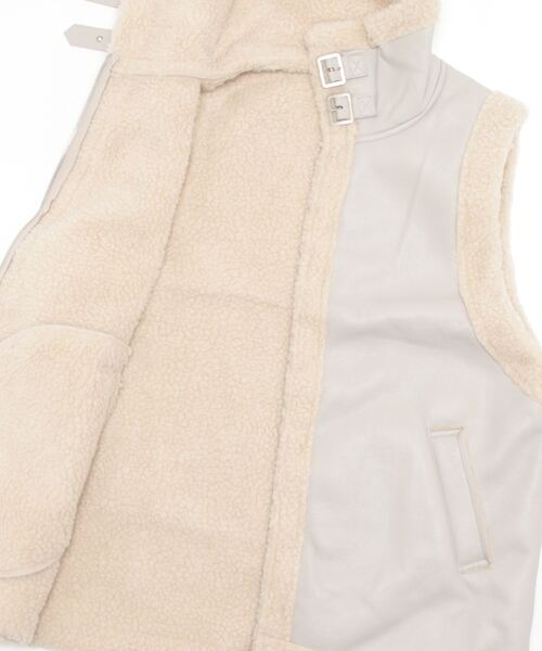 Settimissimo（セッティミッシモ）の「ムートンタッチスリーブレスジャケット（その他アウター・レディース・ブラック/アイボリー・FREE）」の3枚目の写真