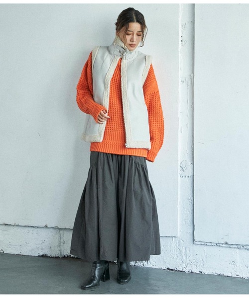 Settimissimo（セッティミッシモ）の「ムートンタッチスリーブレスジャケット（その他アウター・レディース・ブラック/アイボリー・FREE）」の7枚目の写真