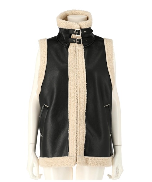 Settimissimo（セッティミッシモ）の「ムートンタッチスリーブレスジャケット（その他アウター・レディース・ブラック/アイボリー・FREE）」の11枚目の写真