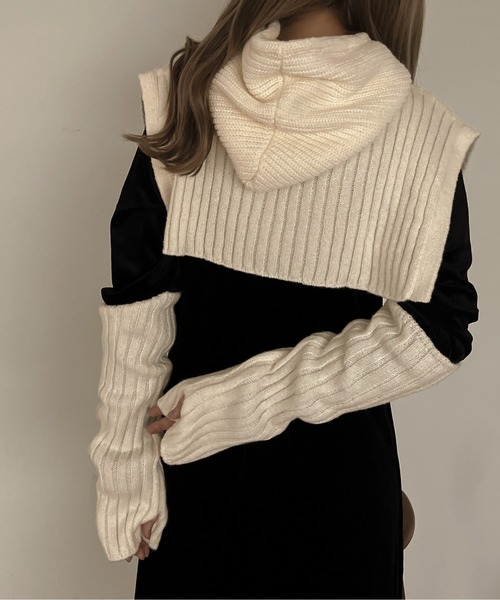 apres jour clair（アプレジュールクレア）の「【apres jour clair】バラクラバ＋アームウォーマー【ZOZOTOWN限定アイテム】（ネックウォーマー/スヌード・レディース・ブラック/アイボリー/ブラウン系その他・ﾌﾘ-）」の6枚目の写真