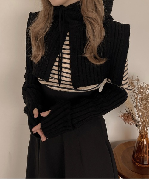 apres jour clair（アプレジュールクレア）の「【apres jour clair】バラクラバ＋アームウォーマー【ZOZOTOWN限定アイテム】（ネックウォーマー/スヌード・レディース・ブラック/アイボリー/ブラウン系その他・ﾌﾘ-）」の11枚目の写真