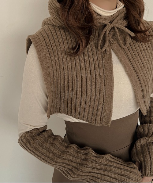 apres jour clair（アプレジュールクレア）の「【apres jour clair】バラクラバ＋アームウォーマー【ZOZOTOWN限定アイテム】（ネックウォーマー/スヌード・レディース・ブラック/アイボリー/ブラウン系その他・ﾌﾘ-）」の20枚目の写真