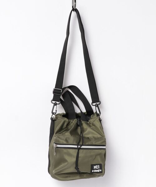 MEI（メイ）の「【 MEI × Otty / メイ × オッティ 】 ドローショルダーバッグ DRAW SHOULDER（ショルダーバッグ・メンズ・ピンク/オリーブドラブ/ブラック・FREE）」の2枚目の写真
