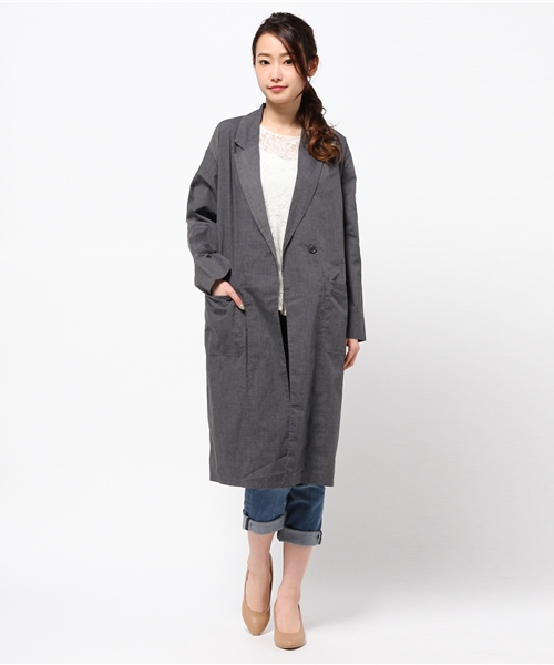 Kastane(カスタネ)の「【Kastane】テーラーガウン(テーラードジャケット・レディース・グレー/ネイビー/ピンク・FREE)」の2枚目の写真