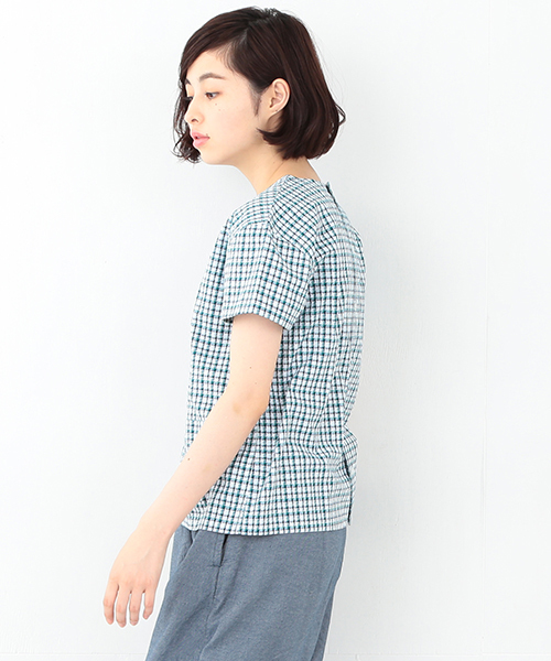 BEAMS BOY(ビームスボーイ)の「○BEAMS BOY / チェック 後ろボタン ショートスリーブ シャツ(シャツ/ブラウス・レディース・レッド/グリーン/ライトブルー・ONE SIZE)」の15枚目の写真