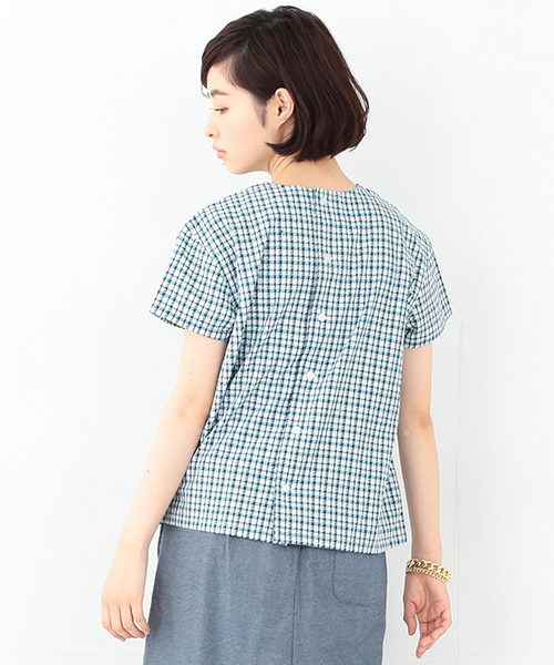 BEAMS BOY(ビームスボーイ)の「○BEAMS BOY / チェック 後ろボタン ショートスリーブ シャツ(シャツ/ブラウス・レディース・レッド/グリーン/ライトブルー・ONE SIZE)」の16枚目の写真