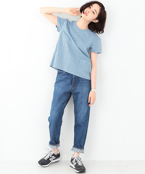 BEAMS BOY(ビームスボーイ)の「○BEAMS BOY / チェック 後ろボタン ショートスリーブ シャツ(シャツ/ブラウス・レディース・レッド/グリーン/ライトブルー・ONE SIZE)」の18枚目の写真