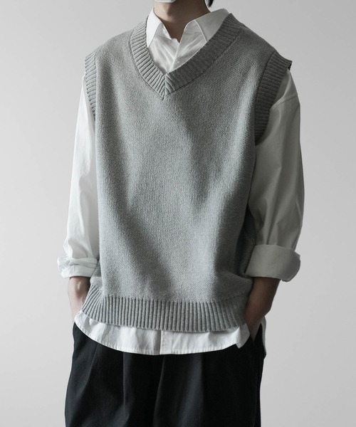 RUUBON（ルーボン）の「【RUUBON】７G melange knit vest /７G メランジ ニットベスト（ベスト・メンズ・グレー/ブラック/ベージュ・S/M/L）」の17枚目の写真