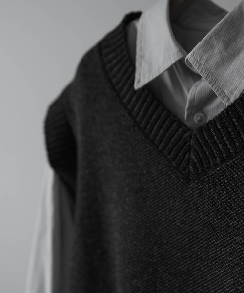 最終値下げ！即完売〈6（roku）〉MELANGE KNIT VEST/ベスト RUUBON】7G melange knit vest /7G メランジ ニットベスト