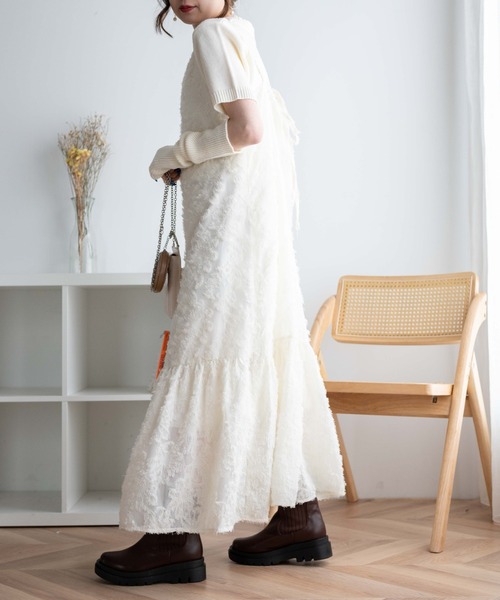 WEGO（ウィゴー）の「WEGO/フラワーシャギーキャミワンピ（ワンピース・レディース・オフホワイト/ブラック・FREE）」の7枚目の写真