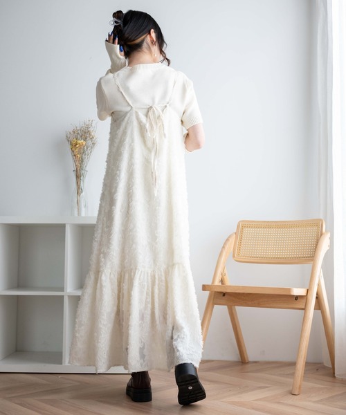 WEGO（ウィゴー）の「WEGO/フラワーシャギーキャミワンピ（ワンピース・レディース・オフホワイト/ブラック・FREE）」の6枚目の写真