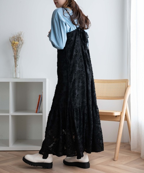 WEGO（ウィゴー）の「WEGO/フラワーシャギーキャミワンピ（ワンピース・レディース・オフホワイト/ブラック・FREE）」の5枚目の写真