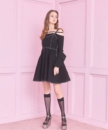 バックリボンデニムワンピース