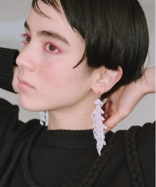 manana suerte（マニャーナスエルテ）の「刺繍レースピアス（ピアス（両耳用）・レディース・ホワイト/ブラック・FREE）」の3枚目の写真