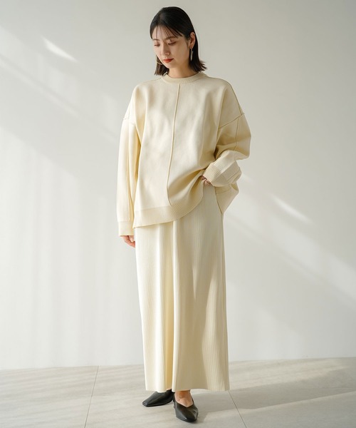 rectangle（レクタングル）の「2WAYリップルプリーツナロースカート【セットアップ可】（スカート・レディース・ブルー/アイボリー/ブラック・FREE）」の4枚目の写真