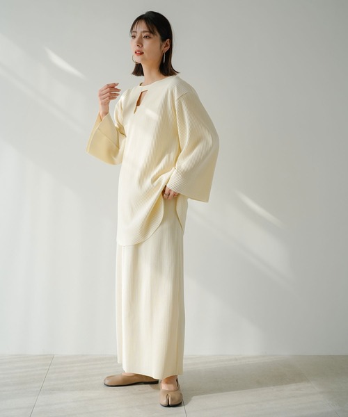 rectangle（レクタングル）の「2WAYリップルプリーツナロースカート【セットアップ可】（スカート・レディース・ブルー/アイボリー/ブラック・FREE）」の8枚目の写真