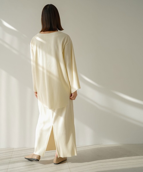 rectangle（レクタングル）の「2WAYリップルプリーツナロースカート【セットアップ可】（スカート・レディース・ブルー/アイボリー/ブラック・FREE）」の9枚目の写真