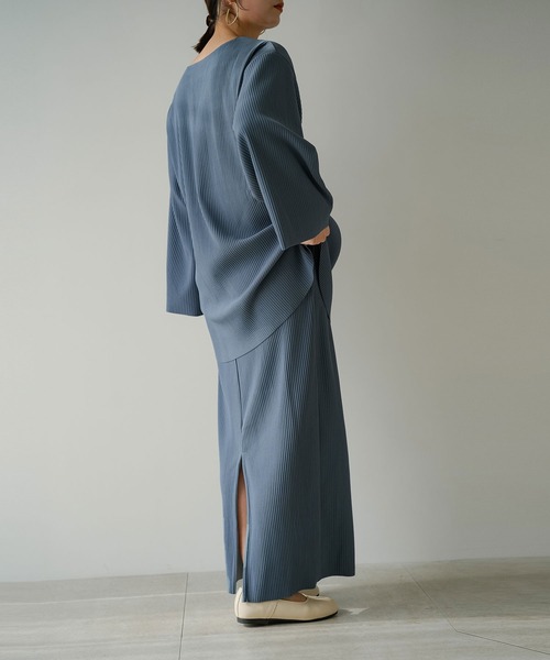 rectangle（レクタングル）の「2WAYリップルプリーツナロースカート【セットアップ可】（スカート・レディース・ブルー/アイボリー/ブラック・FREE）」の16枚目の写真