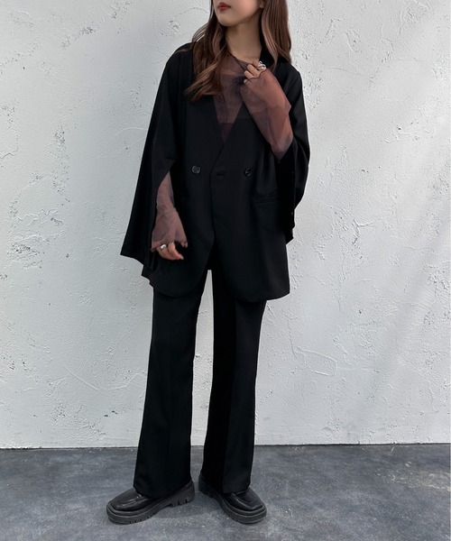 apres jour mignon(アプレジュールミニョン)の「袖スリットノーカラージャケット【ZOZOTOWN限定アイテム】 【SETUP着用可能】(テーラードジャケット・レディース・グリーン系その他/オレンジ/ブラック・フリー/X-LARGE)」の9枚目の写真