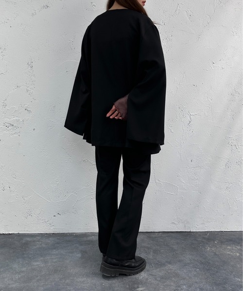 apres jour mignon(アプレジュールミニョン)の「袖スリットノーカラージャケット【ZOZOTOWN限定アイテム】 【SETUP着用可能】(テーラードジャケット・レディース・グリーン系その他/オレンジ/ブラック・フリー/X-LARGE)」の11枚目の写真