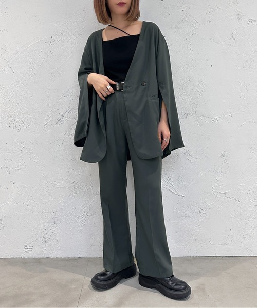 apres jour mignon(アプレジュールミニョン)の「袖スリットノーカラージャケット【ZOZOTOWN限定アイテム】 【SETUP着用可能】(テーラードジャケット・レディース・グリーン系その他/オレンジ/ブラック・フリー/X-LARGE)」の21枚目の写真