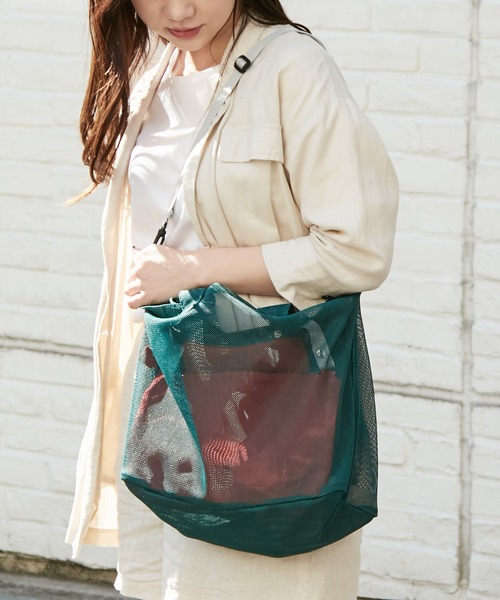 EARTH MADE(アースメイド)の「HOLIDAY MESH TOTE M ホリデイ メッシュトート(トートバッグ・レディース・グレー/グリーン/ネイビー・フリー)」の12枚目の写真