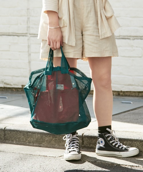EARTH MADE(アースメイド)の「HOLIDAY MESH TOTE M ホリデイ メッシュトート(トートバッグ・レディース・グレー/グリーン/ネイビー・フリー)」の14枚目の写真