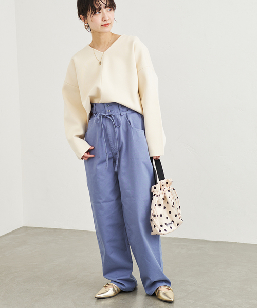 OUTDOOR PRODUCTS（アウトドアプロダクツ）の「【OUTDOOR / アウトドア】 別注ドットサテン巾着BAG（エコバッグ/サブバッグ・レディース・アイボリー/ネイビー・FREE）」の3枚目の写真