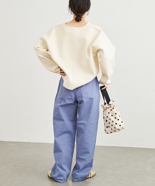 OUTDOOR PRODUCTS（アウトドアプロダクツ）の「【OUTDOOR / アウトドア】 別注ドットサテン巾着BAG（エコバッグ/サブバッグ・レディース・アイボリー/ネイビー・FREE）」の4枚目の写真