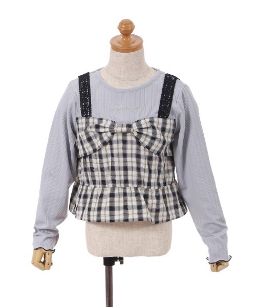 axes femme（アクシーズファム）の「チェックリボンビスチェ風プルオーバー（Tシャツ/カットソー・キッズ・ブラック/ピンク・MEDIUM/LARGE/SMALL/XX-LARGE/X-LARGE）」の19枚目の写真