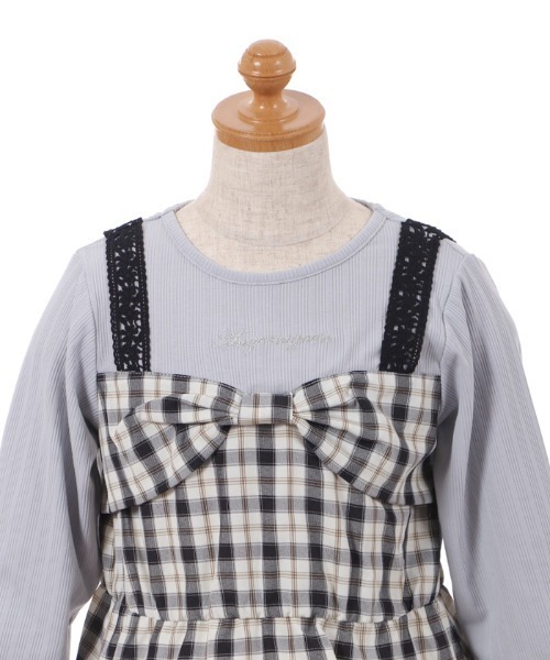 axes femme（アクシーズファム）の「チェックリボンビスチェ風プルオーバー（Tシャツ/カットソー・キッズ・ブラック/ピンク・MEDIUM/LARGE/SMALL/XX-LARGE/X-LARGE）」の16枚目の写真