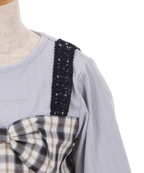 axes femme（アクシーズファム）の「チェックリボンビスチェ風プルオーバー（Tシャツ/カットソー・キッズ・ブラック/ピンク・MEDIUM/LARGE/SMALL/XX-LARGE/X-LARGE）」の13枚目の写真