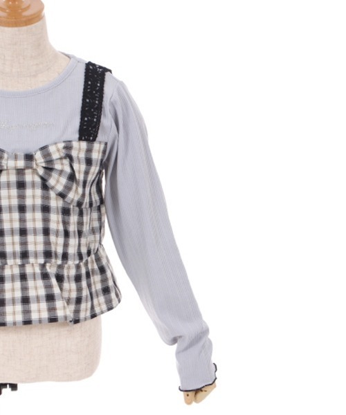 axes femme（アクシーズファム）の「チェックリボンビスチェ風プルオーバー（Tシャツ/カットソー・キッズ・ブラック/ピンク・MEDIUM/LARGE/SMALL/XX-LARGE/X-LARGE）」の10枚目の写真