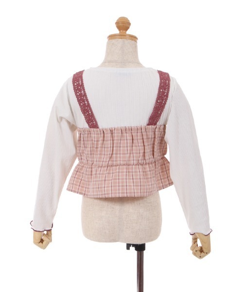 axes femme（アクシーズファム）の「チェックリボンビスチェ風プルオーバー（Tシャツ/カットソー・キッズ・ブラック/ピンク・MEDIUM/LARGE/SMALL/XX-LARGE/X-LARGE）」の7枚目の写真