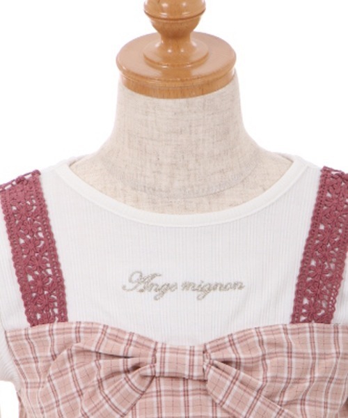 axes femme（アクシーズファム）の「チェックリボンビスチェ風プルオーバー（Tシャツ/カットソー・キッズ・ブラック/ピンク・MEDIUM/LARGE/SMALL/XX-LARGE/X-LARGE）」の4枚目の写真