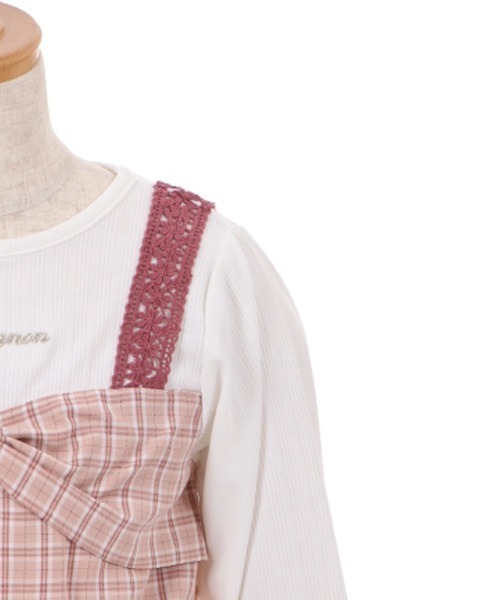 axes femme（アクシーズファム）の「チェックリボンビスチェ風プルオーバー（Tシャツ/カットソー・キッズ・ブラック/ピンク・MEDIUM/LARGE/SMALL/XX-LARGE/X-LARGE）」の20枚目の写真