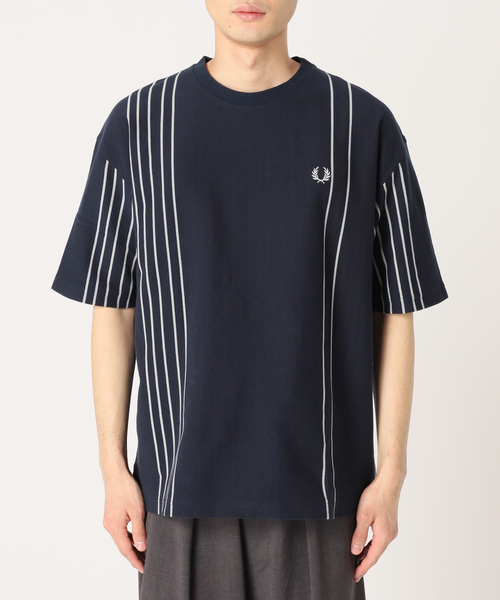 【美品！】FRED PERRY ストライプピケ Tシャツ サイズM セール】Fine Stripe Heavy Weight T-Shirt／ストライプ