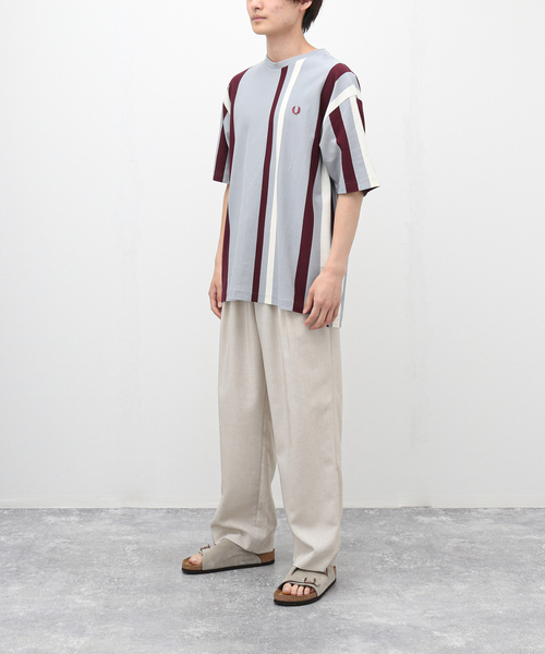 【美品！】FRED PERRY ストライプピケ Tシャツ サイズM セール】Fine Stripe Heavy Weight T-Shirt／ストライプ